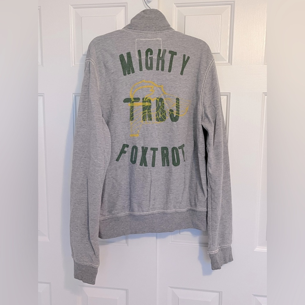True Religion “Mighty TRBJ Foxtrot” Track Zip Up Sweatshirt, Grey, size XL